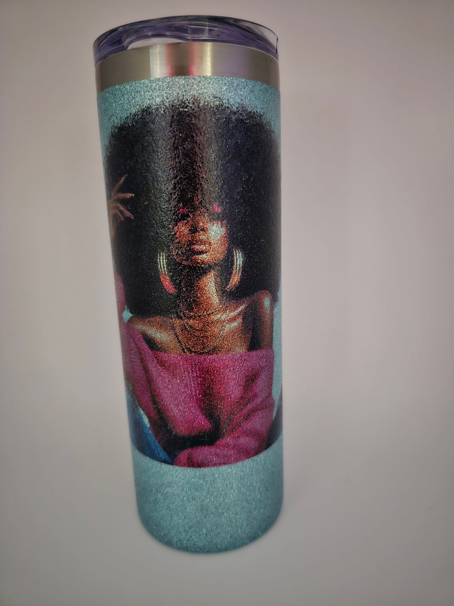 Baby Blue (Textured Glitter) Curly Afo Tumbler