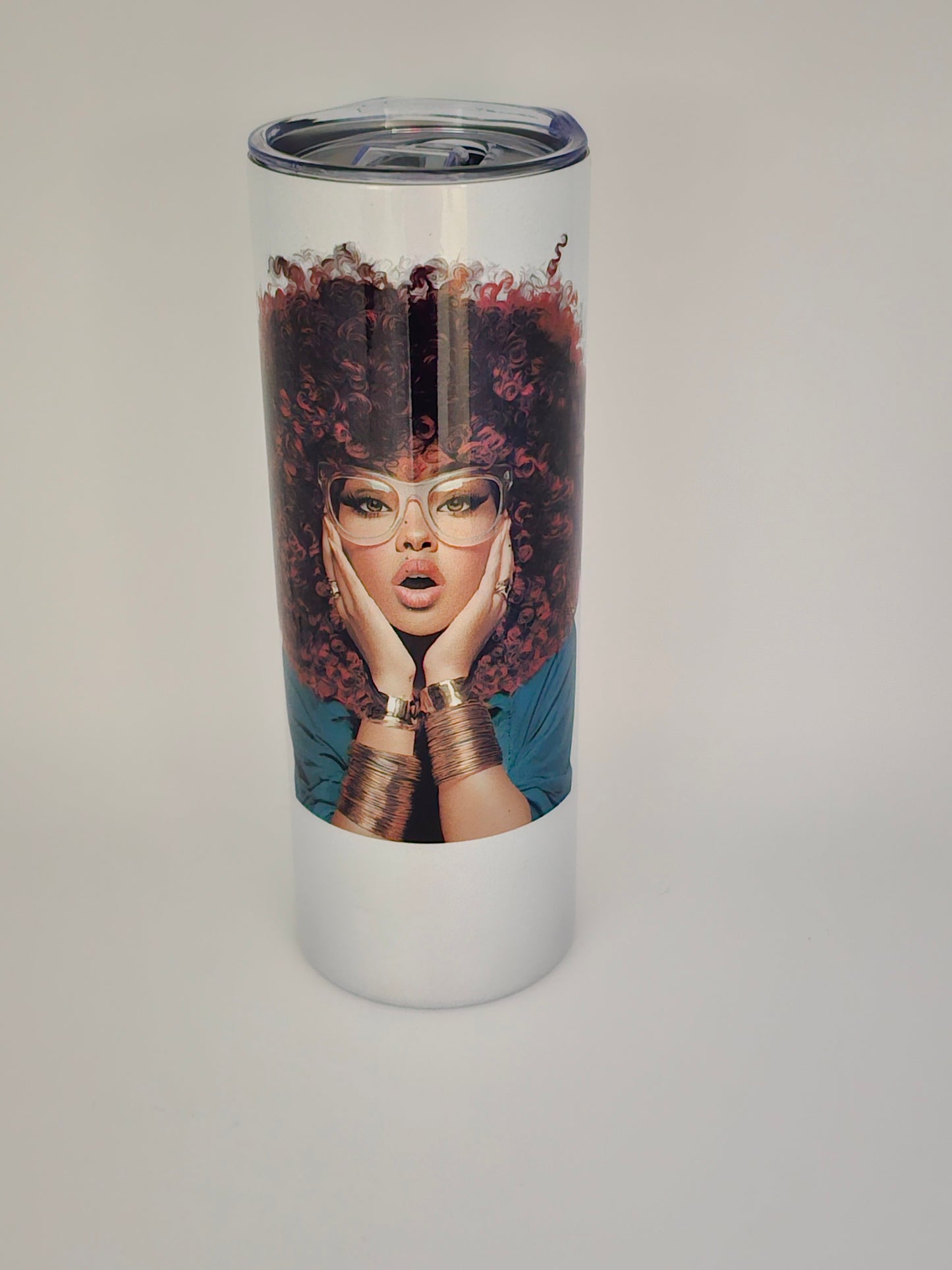 White Holographic (Curly Red Head) Tumbler