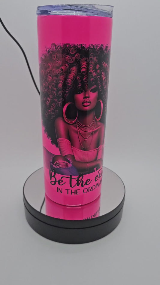 Afro Queen Neon Pink Tumbler