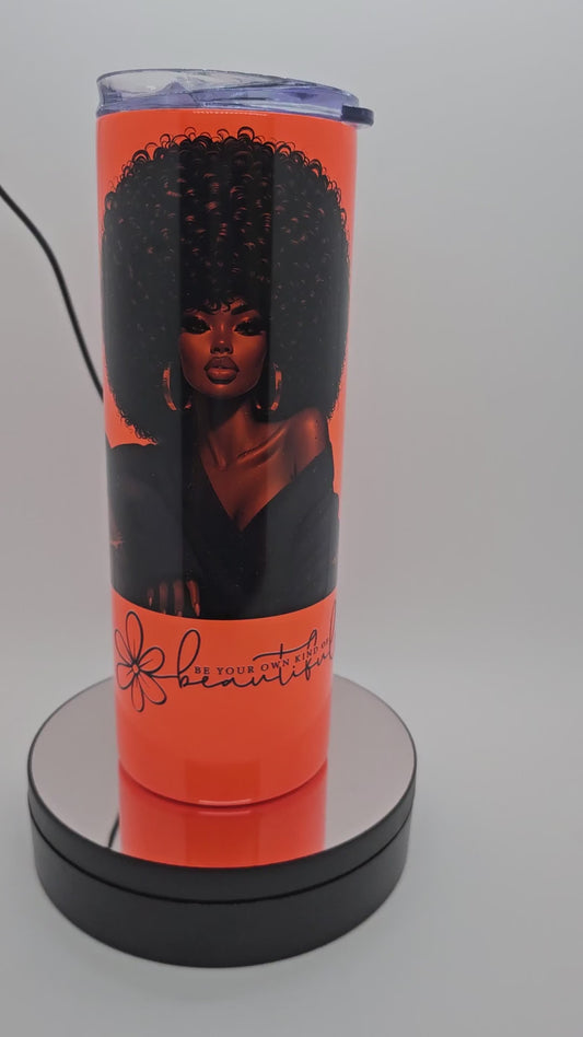 Afro Queen Neon Orange Tumbler