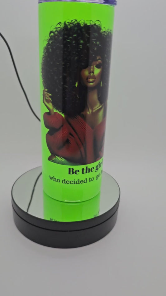 Afro Queen Neon Green Tumbler