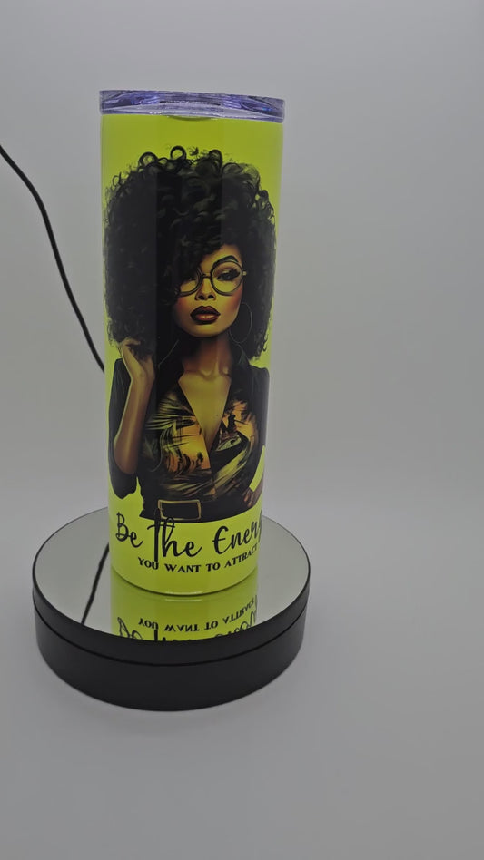 Afro Queen Neon Yellow Classy Woman Tumbler