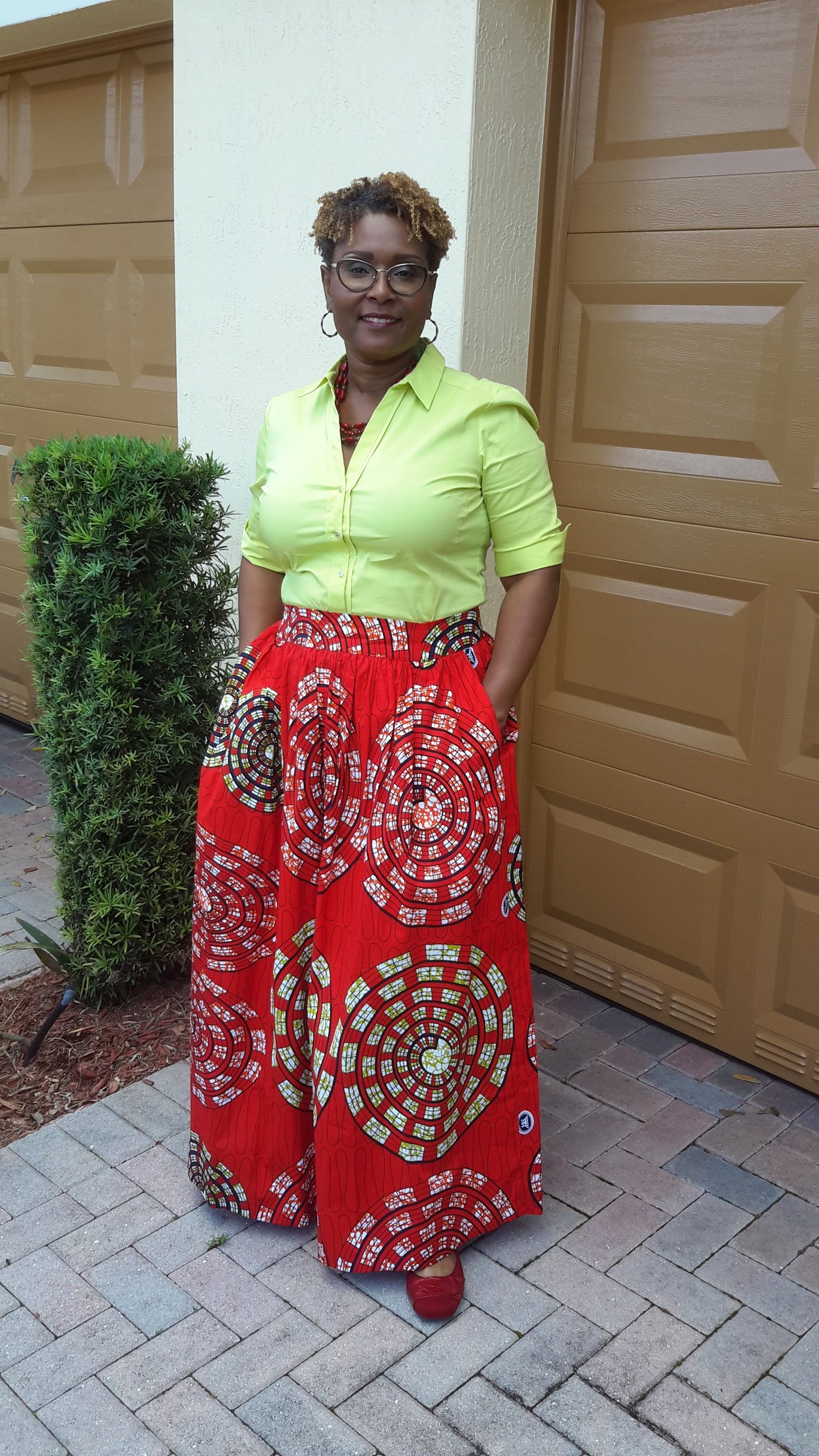 Gathered African Maxi or Midi Skirt