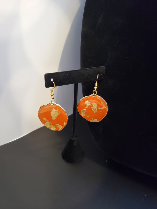 Orange Earrings w/Gold Foil Accent