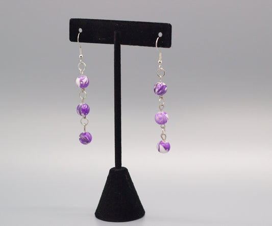 Purple Marble Dangle Earrings