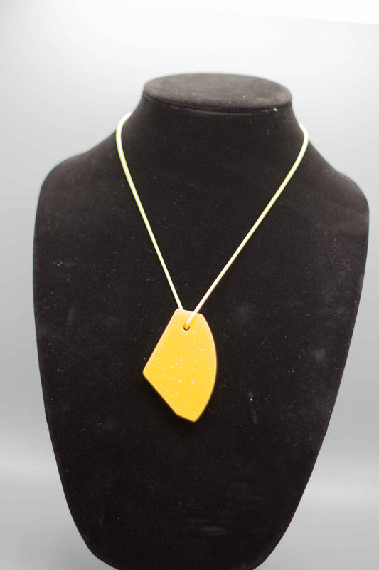 Yellow Glitter Organic Shape Necklace