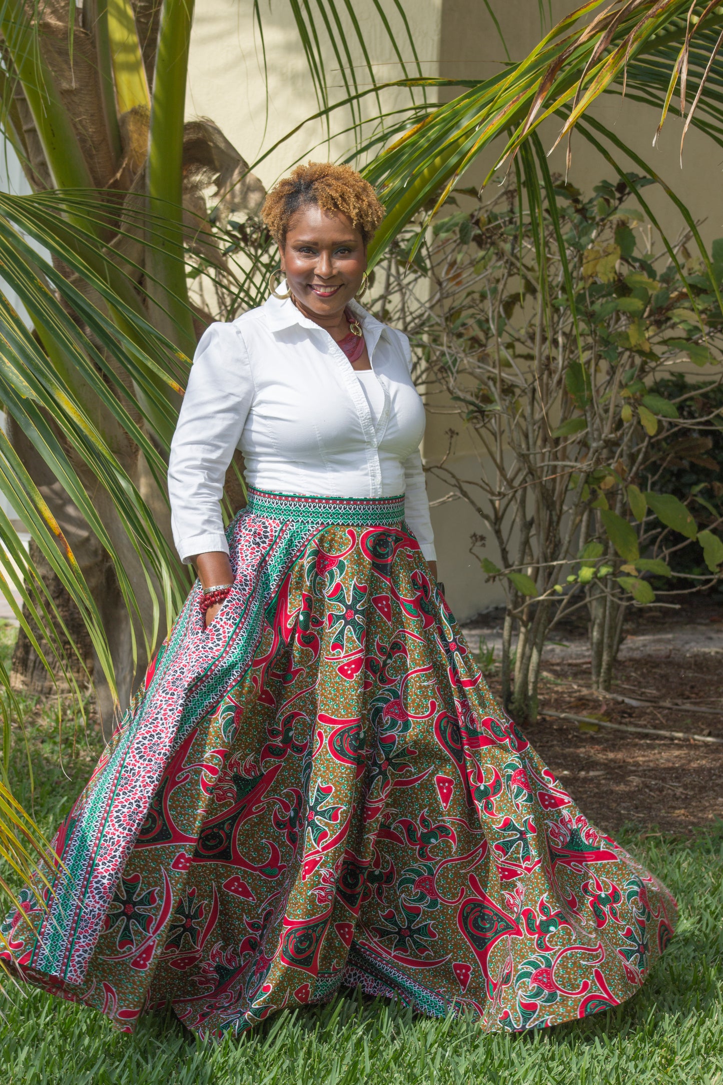 African Print Swing Circle Skirt Maxi