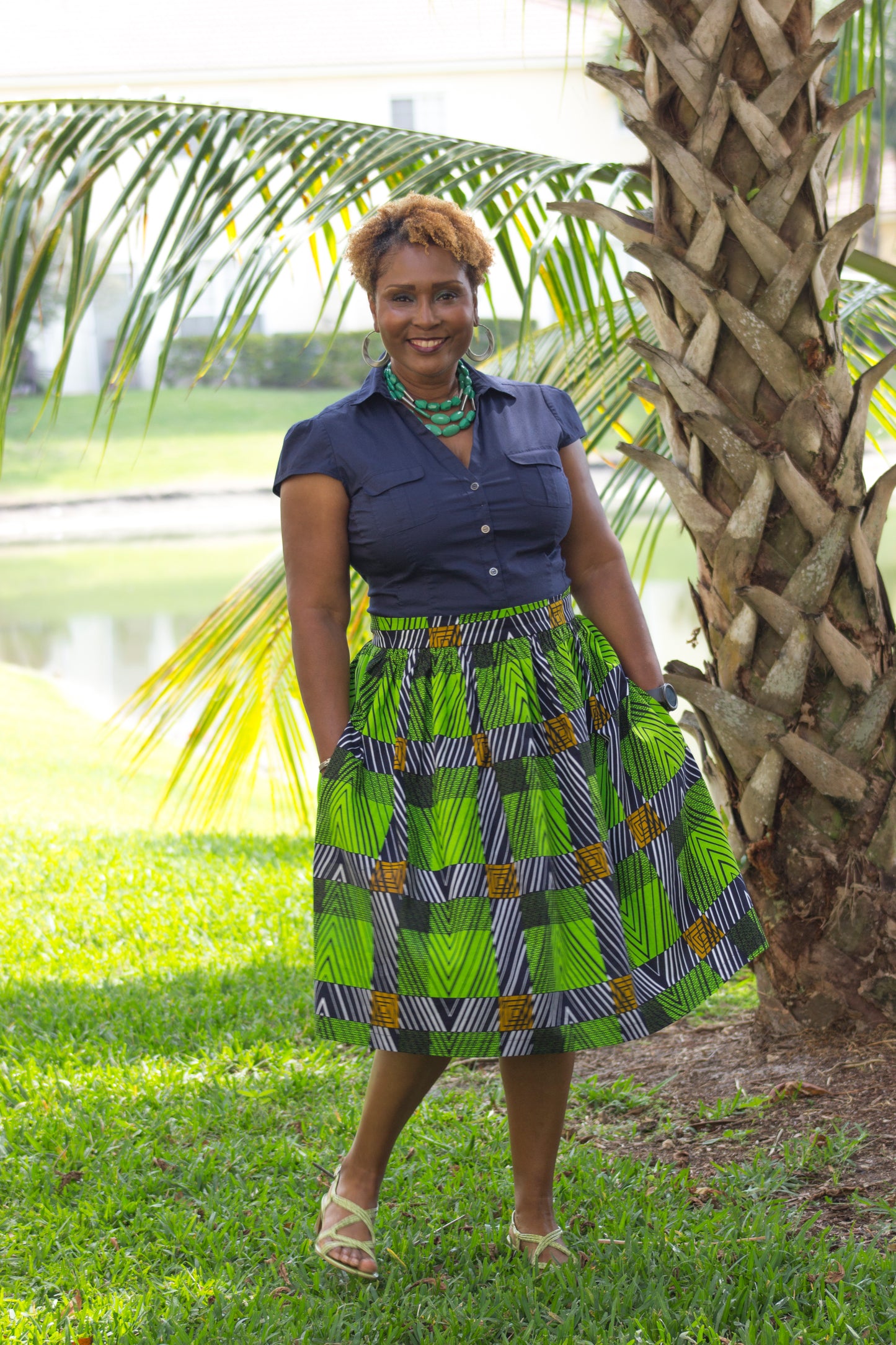 Gathered African Maxi or Midi Skirt
